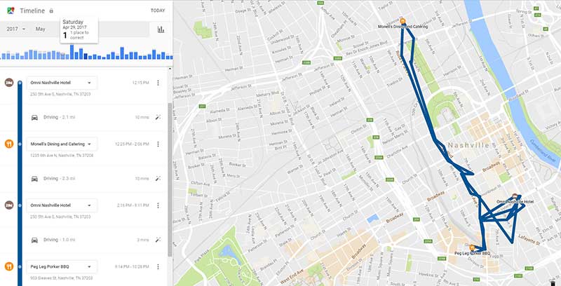 Google Location History visual map